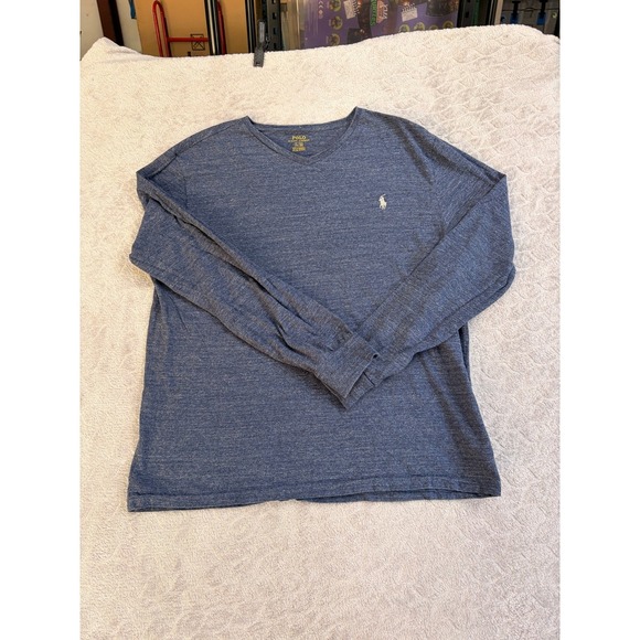 Polo Ralph Lauren Other - Polo Ralph Lauren Mens V-Neck Long Sleeve T-Shirt Blue Heather‎ Cotton Large L